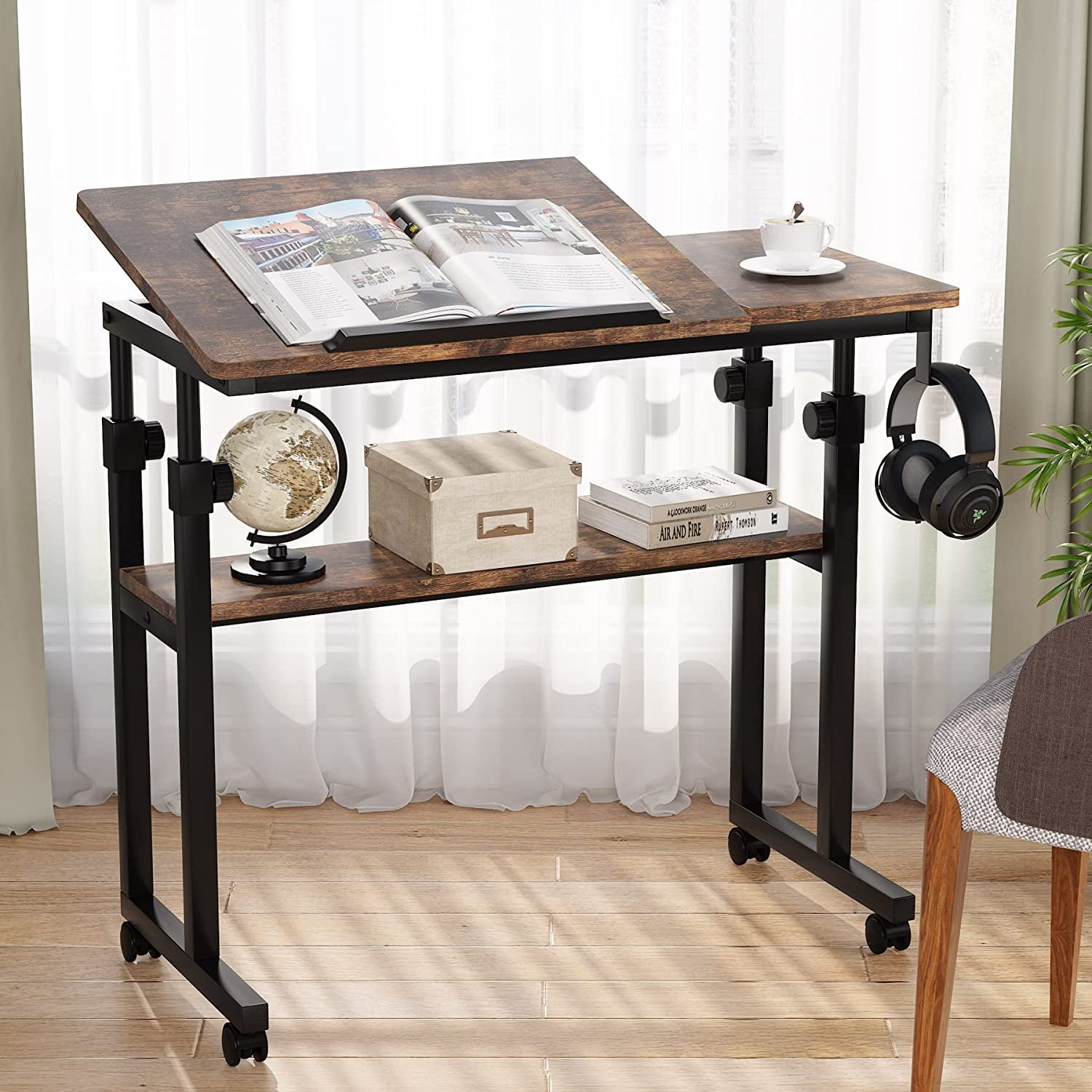 Small adjustable table on clearance wheels