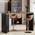 thumbnail image 1 of Tribesigns Home Bar Unit, 55.12-Inch Bar Table with a Faux Marble Finished Tabletop, Modern Freestanding Mini Bar for Home Kitchen, Living Room, Balcony, Basement, Brown & Black, 1 of 10