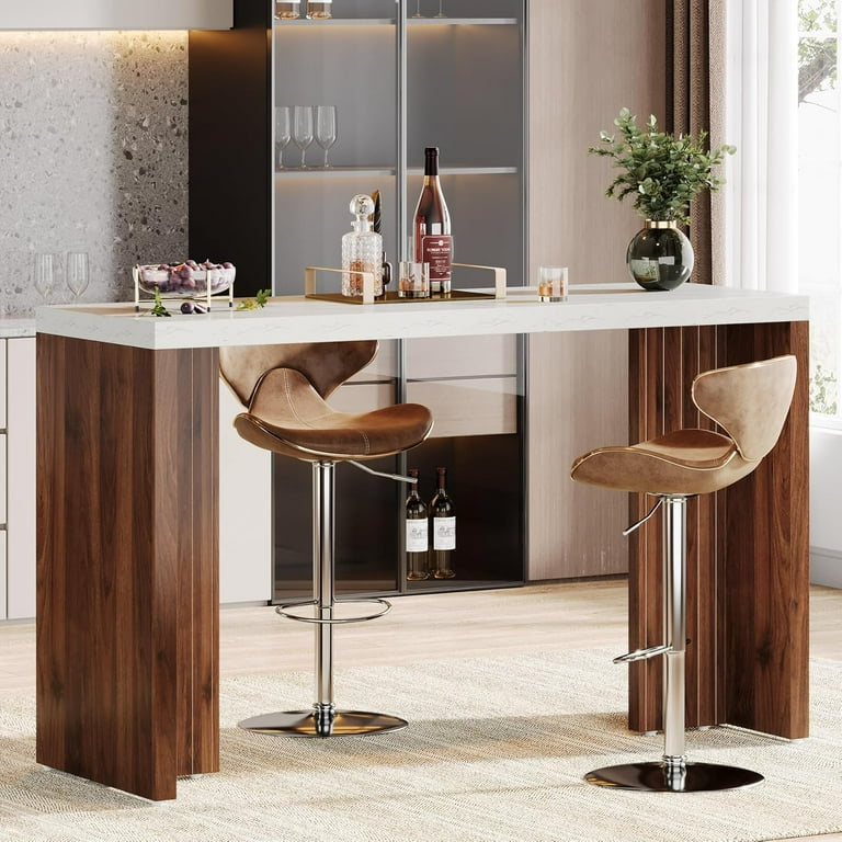 Tribesigns Home Bar Unit, Bar Table with a Faux Marble