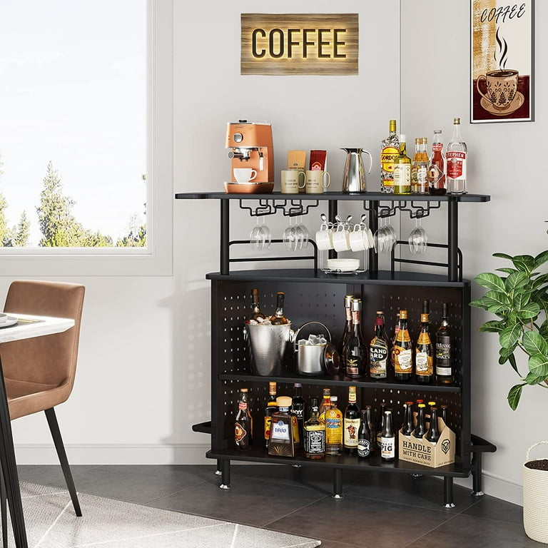 Tribesigns Tier Mini Home Bar Furniture with LED, Wine Cabinet