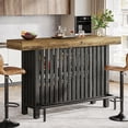 thumbnail image 1 of Tribesigns Home Bar Unit, Modern 2-Tier Bar Table with Footrest, Corner Mini Coffee Bar Cabinet for Home Kitchen Pub, Brown and Dark Gray, 1 of 9