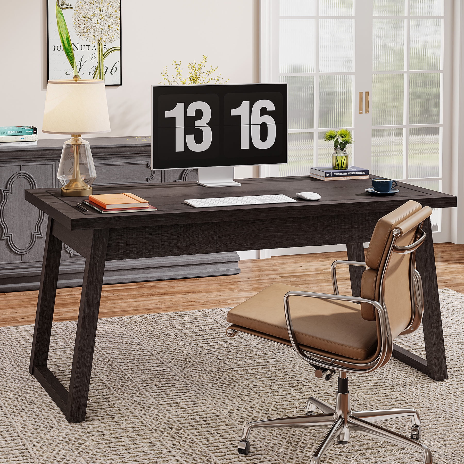 Tribesigns Home Office Executive Desk 55 Inches Wooden Computer Desk