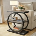 thumbnail image 1 of Tribesigns 3-Tier Narrow End Table with Black Metal Frames, Industrial Wood Side Table for Living Room, Slim Nightstand for Bedroom, Grey, 1 of 9
