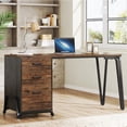 thumbnail image 1 of Finmind Industrial Computer Desk with 3-Drawer Cabinet, Reversible Design & Wide Workspace, 1 of 7