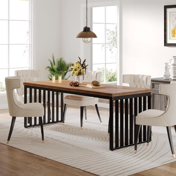 Table Without Apple Tribesigns Industrial Dining Table for 6-8 Person, 78.74