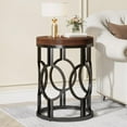 thumbnail image 1 of Tribesigns Industrial Round End Table, Small Side Table with Metal Hollow Frame for Living Room, Bedroom, Rustic Brown, 1 of 9