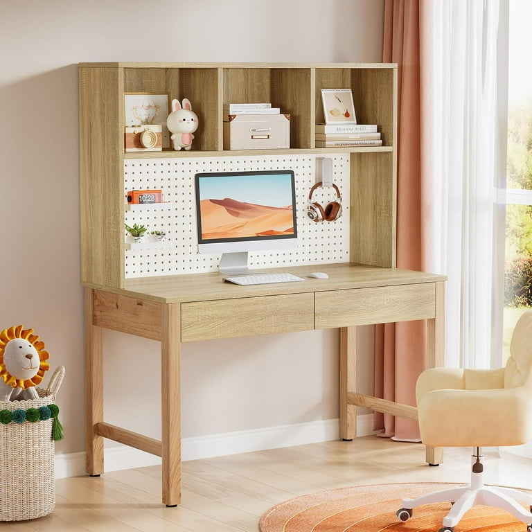 Tribesigns Kids Desk with Hutch Drawers, Wooden Study Table