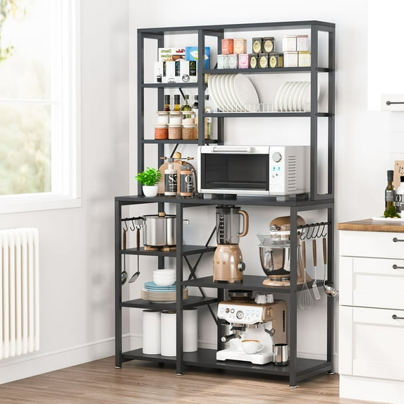 Tribesigns Kitchen Baker's Rack, 5-Tier+6-Tier Kitchen Utility Storage Shelf Table with 10 S-Shaped Hooks and Metal Frame