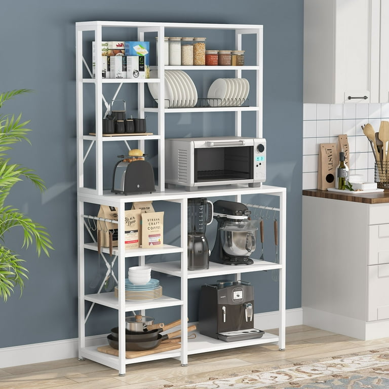 Tribesigns Kitchen Baker's Rack, 5-Tier+6-Tier Kitchen Utility Storage  Shelf Table with 10 S-Shaped Hooks and Metal Frame