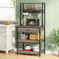 thumbnail image 1 of Tribesigns Kitchen Bakers Rack with Power Outlets, 5-Tier Microwave Oven Stand with Drawer and Sliding Shelves, Freestanding Coffee Bar, Kitchen Storage Shelf Organizer with 6 Hooks, Retro Gray, 1 of 7