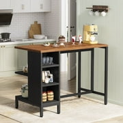 Tribesigns Kitchen Island with 5 Open Shelves, Industrial Dining Island Table with Large Worktop, 43 Inch Butcher Block Island with Storage shelves
