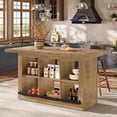 thumbnail image 1 of Tribesigns Kitchen Island with Storage, Counter Height Kitchen Island Table with 6 Open Cubbies for Dining Room, Brown, 1 of 7