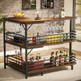 thumbnail image 1 of Tribesigns Modern L-Shaped Bar Table, 3-Tier Wood Pub Table with Storage Shelves and Stemware Rack for Kitchen, Dining Room, Rustic Brown, 1 of 7