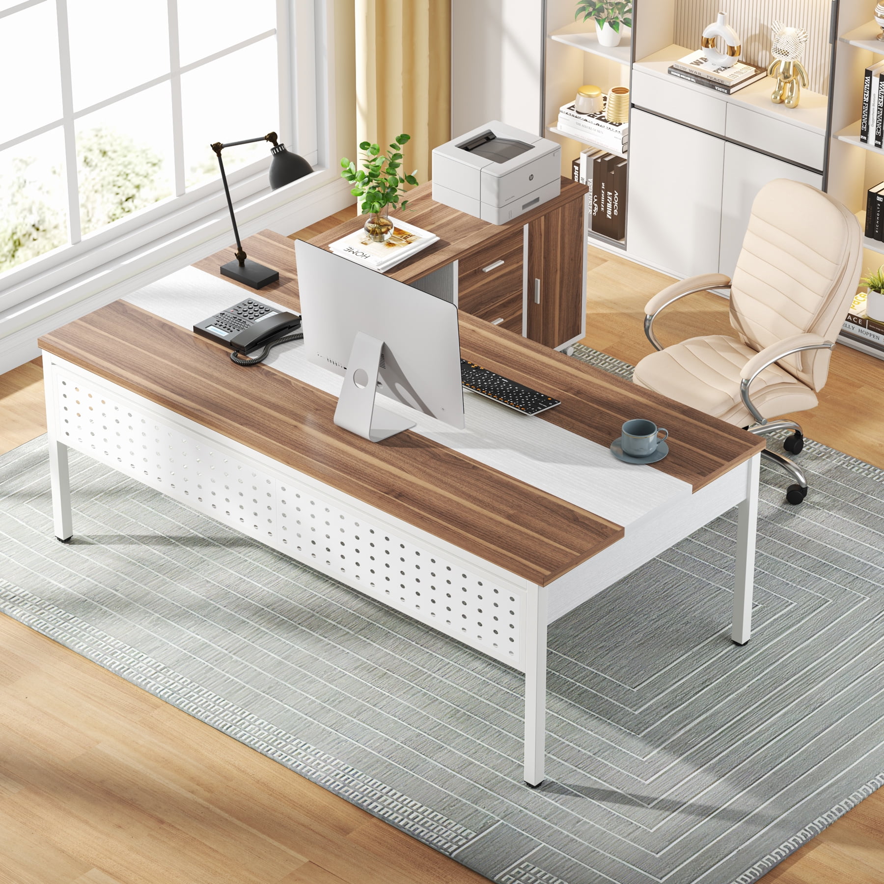Tribesigns L-Shaped Computer Desk with Drawer Cabinet, 70.86 in ...