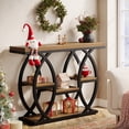 thumbnail image 1 of Finmind 39-Inch Industrial Console Table, 4-Tier Sofa Table with Metal Frame, Brown, 1 of 9