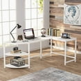 thumbnail image 1 of Tribesigns L-Shaped Desk with Corner Shelf, 74 inch Corner Computer Desk Study Writing Workstation with 3-Tier Reversible Storage Shelf for Home Office, 1 of 7