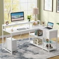 thumbnail image 1 of Tribesigns L Shaped Desk with Drawer, Industrial Corner Desk Home Office Table with Storage Shelves and Monitor Stand, Rustic Wooden and Metal PC Desk for Small Space, 1 of 5