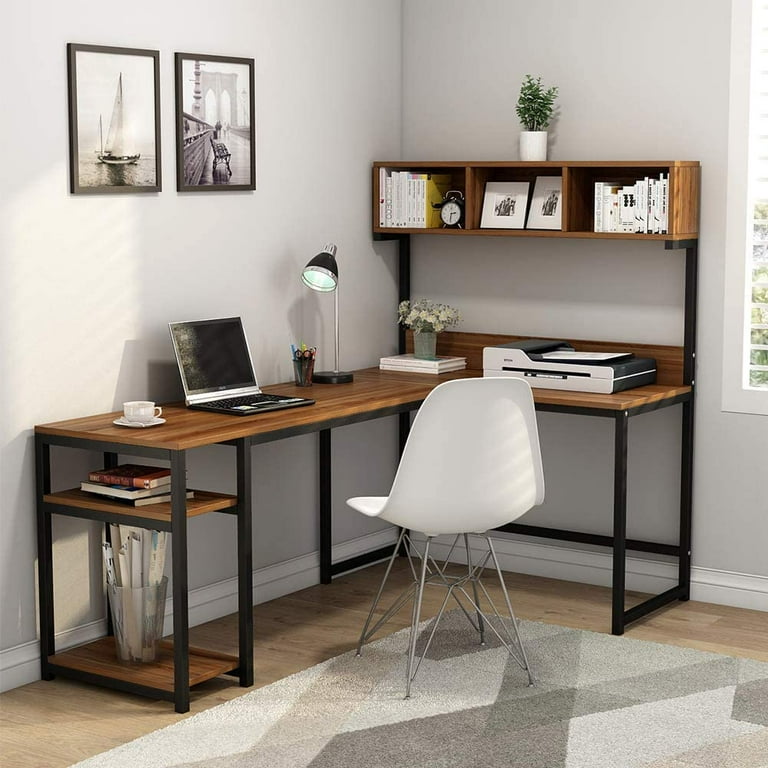 Tribesigns L Shaped Desk with Hutch Corner Computer Desk Gaming