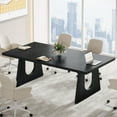 thumbnail image 1 of Tribesigns Large Conference Table or 6-8, 70.9 Inches Rectangular Meeting Table, Rustic Wood Conference Room Table for Office (Black), 1 of 5