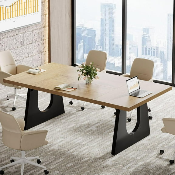 Tribesigns Large Conference Table or 6-8, 70.9 Inches Rectangular Meeting Table, Rustic Wood Conference Room Table for Office