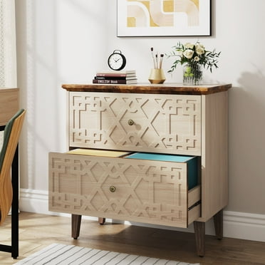 Tribesigns Lateral File Cabinet, 2 Drawer Filing Cabinet for A4 / Letter Size / Legal Size Files, Wood Storage Cabinet Printer Stand for Home Office, Living Room