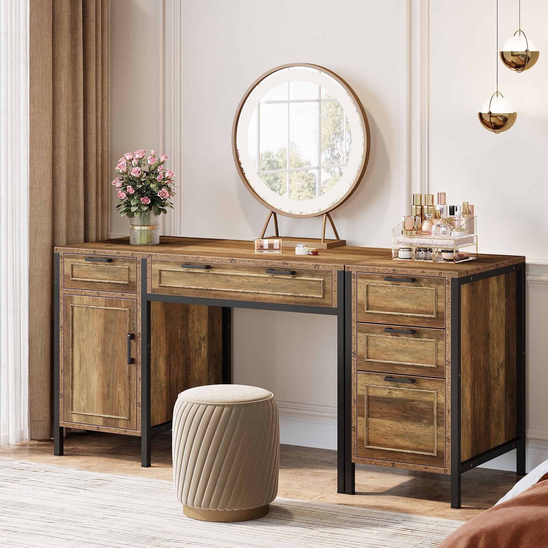 brown black dressing table Miami 3 Drawer Black and Gold Dressing Table Including Mirror  Time4Sleep