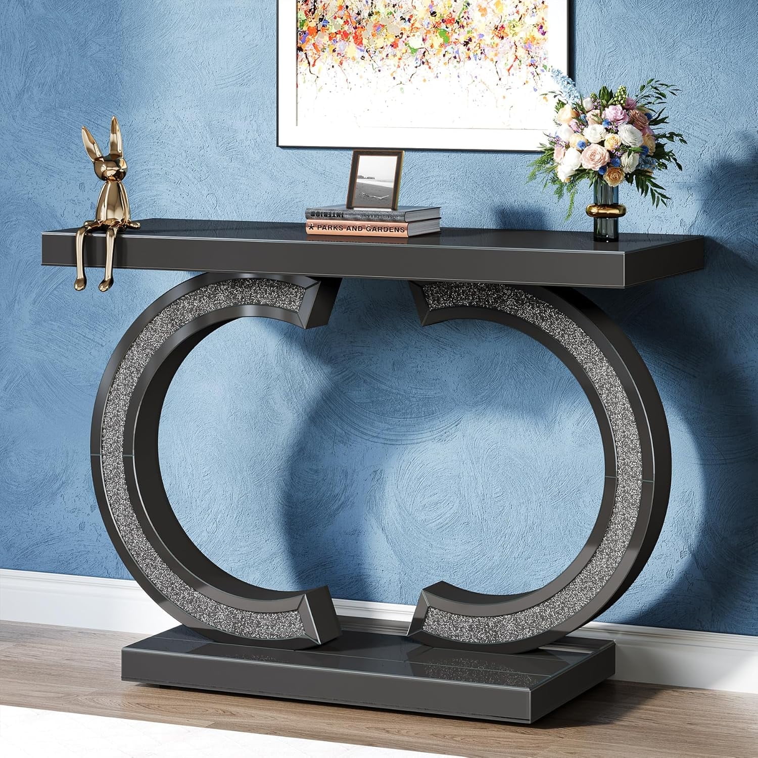 Tribesigns Mirrored Console Table, Modern Silver Entryway Table with ...