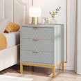 thumbnail image 1 of Tribesigns Modern 3-Drawer Nightstand, 25.8" Small Bedside Table with Storage Drawers and Gold Legs for Bedroom, Grey, 1 of 8