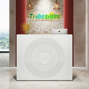 Tribesigns Modern 47" Front Desk, Wood Reception Desk Retail Counter for Salon, Home Office, White