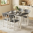 thumbnail image 1 of Tribesigns Modern 5-Piece Dining Table Set for 4, Wooden Kitchen Table with Solid Wood Legs and 4 Chairs, Grey & White, 1 of 7