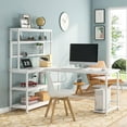 thumbnail image 1 of Tribesigns Modern Built In Charging Station L Shape Desk with Storage Shelves, White, 1 of 5