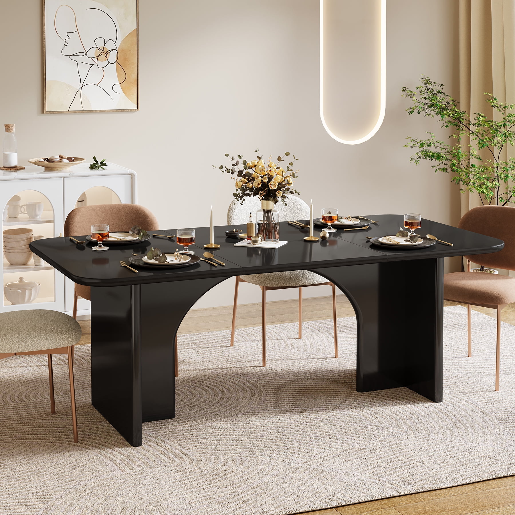 Large black dining table discount