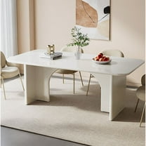 Tribesigns Modern Dining Table for 4-6 People, 63" Large Rectangle Kitchen Table with Arch Design Legs, Cream White Dinner Table Kitchen & Dining Room Furniture