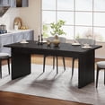 thumbnail image 1 of Tribesigns Modern Dining Table for 6, 63" Wood Rectangular Kitchen Table, Large Kitchen Dinner Table with Striped Pedestal Wood Base for Dining Room, Kitchen Furniture, Black, 1 of 5