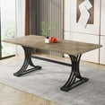 thumbnail image 1 of Tribesigns Modern Dining Table for 4 people, 63-Inch Rectangular Kitchen Table with Heavy-Duty Trestle Leg, Grey+Black（Chair Not Included）, 1 of 7