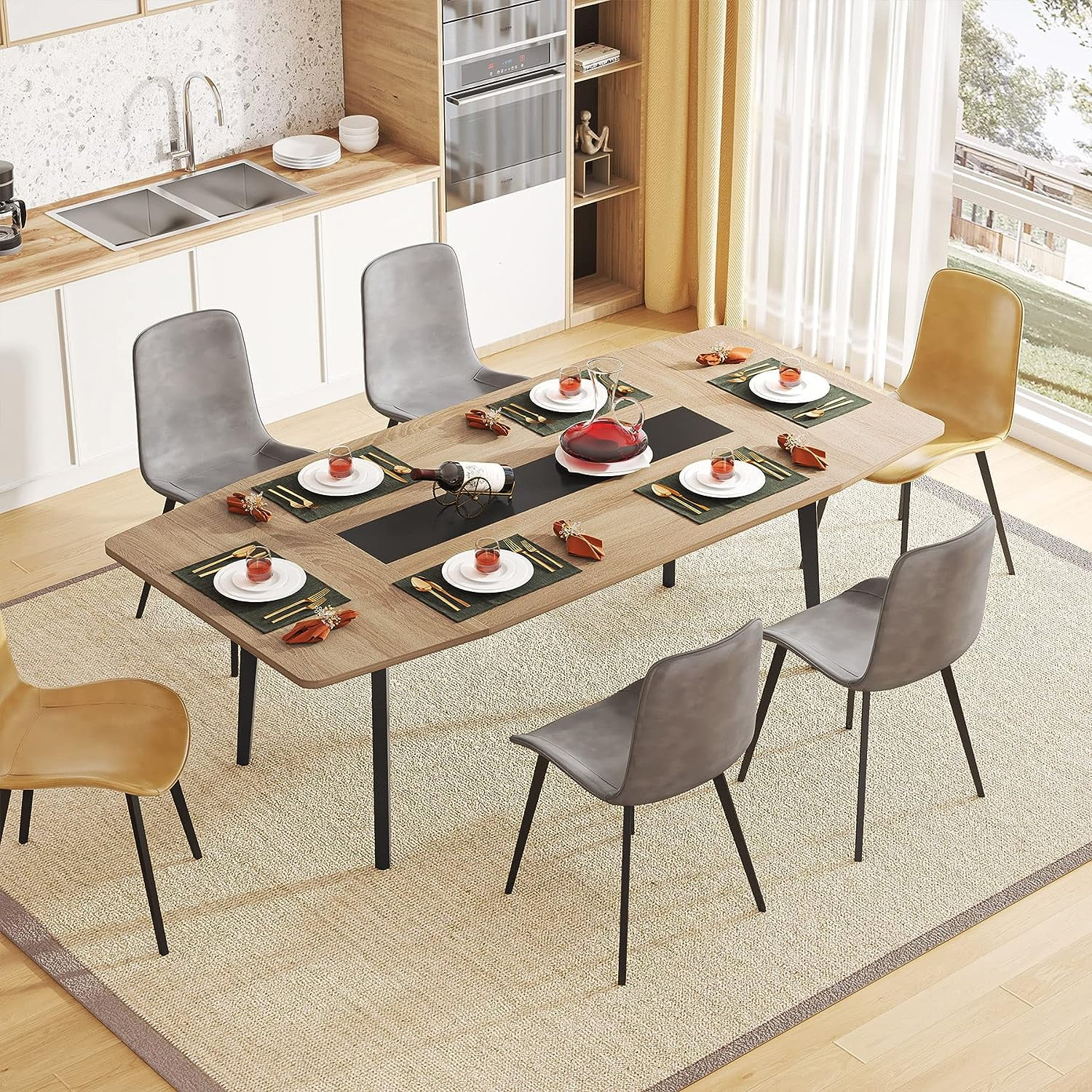Tribesigns Modern Dining Table for 6-8 People, 70.8 Inch Rectangle ...