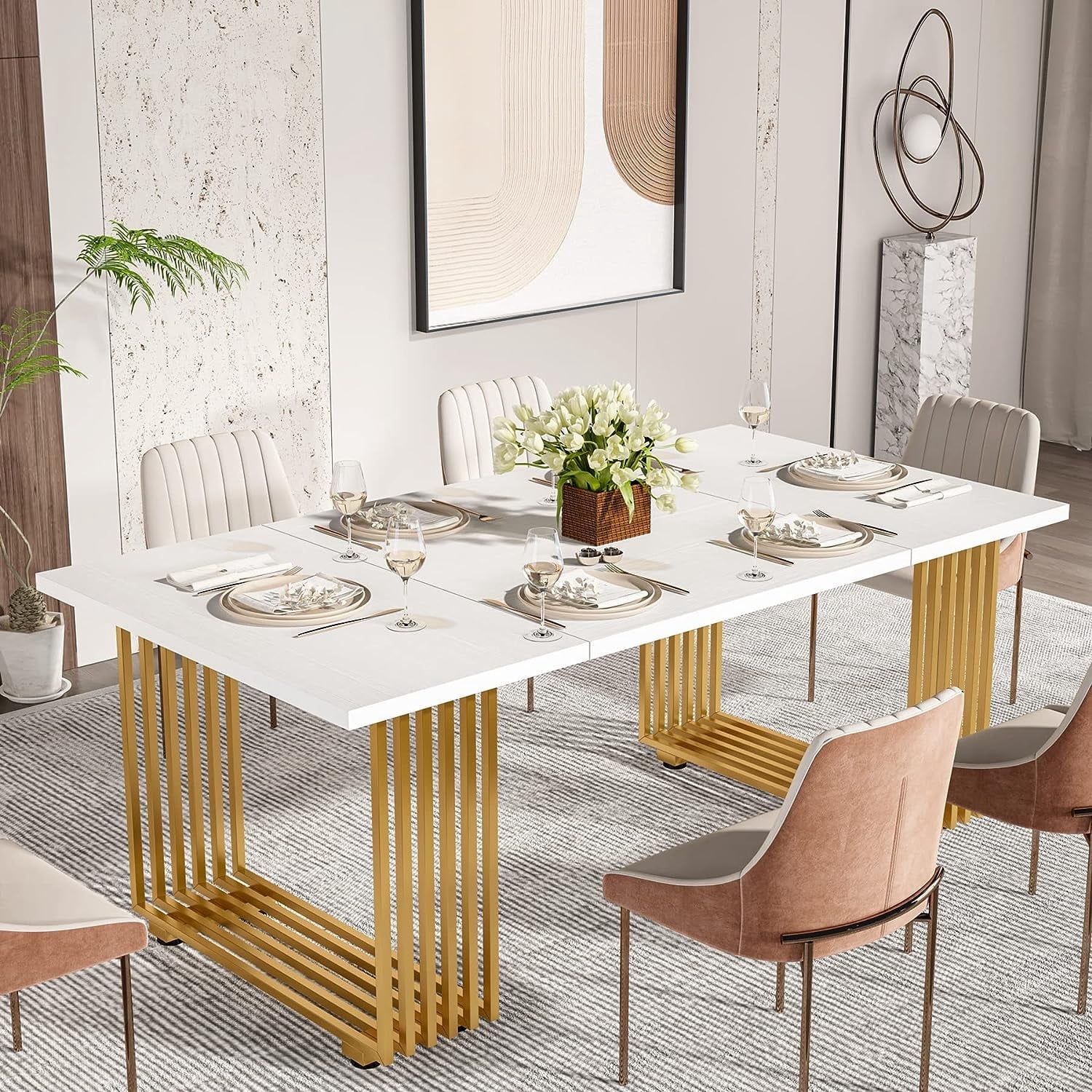 Dining Table Tribesigns Modern , 71 Inch Rectangular For 6 Dinner Table ...