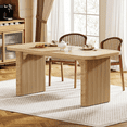 thumbnail image 1 of Tribesigns Modern Dining Table for 6 People, 63-Inch Kitchen Table with Double Robust Pedestal for Dining Room, Natural Wood, 1 of 7