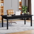 thumbnail image 1 of Tribesigns 63-Inch Executive Desk, Modern Office Computer Desk with Metal Sturdy Frame, Farmhouse Writing Table for Home & Office (Black), 1 of 8