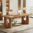 thumbnail image 1 of Tribesigns Modern Executive Desk, 70.9" Large Office Computer Desk, Conference Table Meeting Room Table, Simple Workstation Business Furniture for Home Office, Rustic Brown, 1 of 8