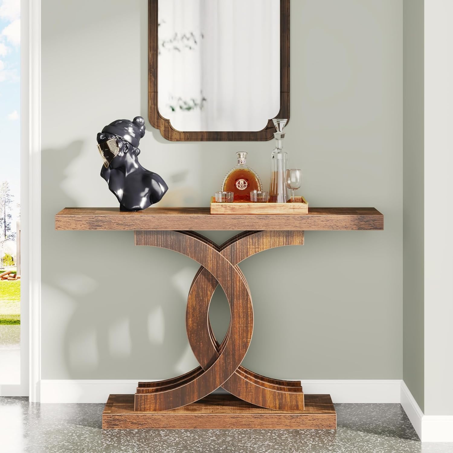 Tribesigns 39-inch Farmhouse Entryway Table, Wooden & Metal