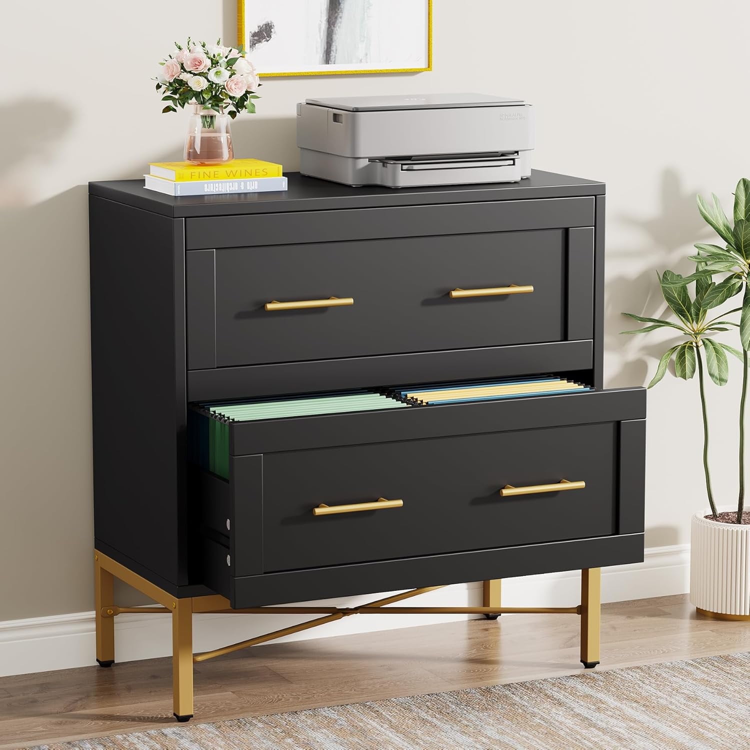 Tribesigns Modern File Cabinet with 2 Drawers, 31.5 inche Wooden Filing ...