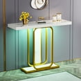 thumbnail image 1 of Tribesigns Modern Gold White Console Table with LED Lights, Entryway Hallway Table with Faux Marble Veneer for Living Room, Entrance, 1 of 7