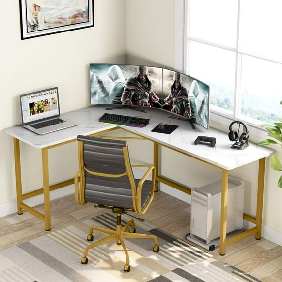 Tribesigns Modern L-Shape Desk, Corner Computer Desk with Large Working Space and CPU Stand