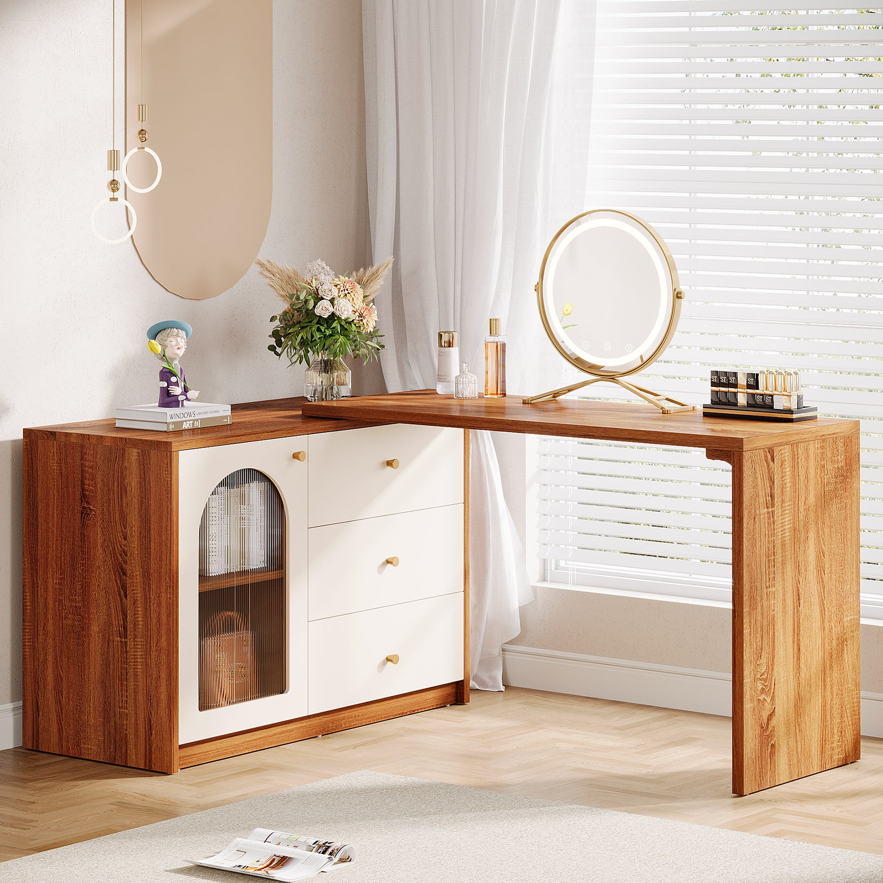 modern walnut dressing table FLUTED walnut dressing table