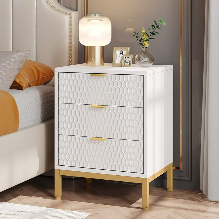 White and gold nightstand cheap outlet