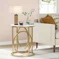 thumbnail image 1 of Tribesigns Morden Round End Table with Faux Marble White Top, 20" Sofa Side Table Coffee Table Cocktail Table with Unique Gold O-shaped Base for Living Room Bedroom, 1 of 5