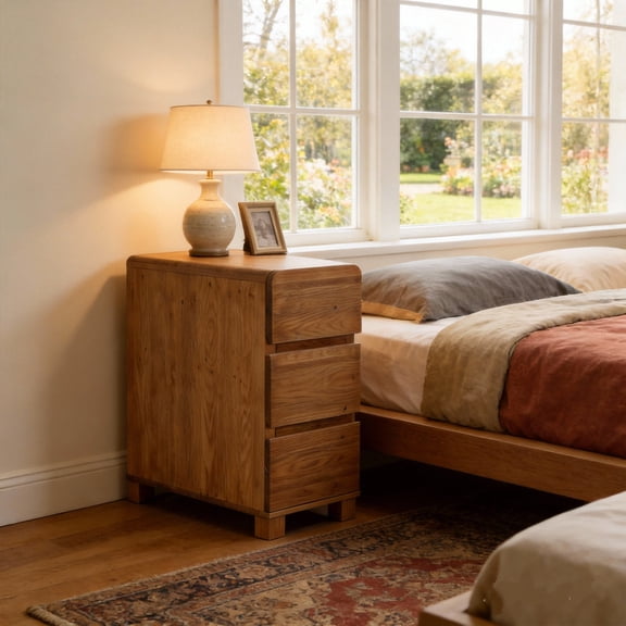 Tribesigns Narrow 3-Drawer Nightstand, Rustic Bedside Table With Storage