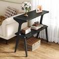 thumbnail image 1 of Finmind Narrow End Table, 2-Tier Farmhouse Sofa Side Table with Solid Wood Legs & Storage Shelf for Living Room, Black, 1 of 5