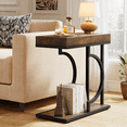 thumbnail image 1 of Tribesigns Narrow Side Table, C Shaped End Table Modern Bedside Table Small Side Table for Couch, Sofa Table with Metal Frame for Living Room (Brown+black), 1 of 1